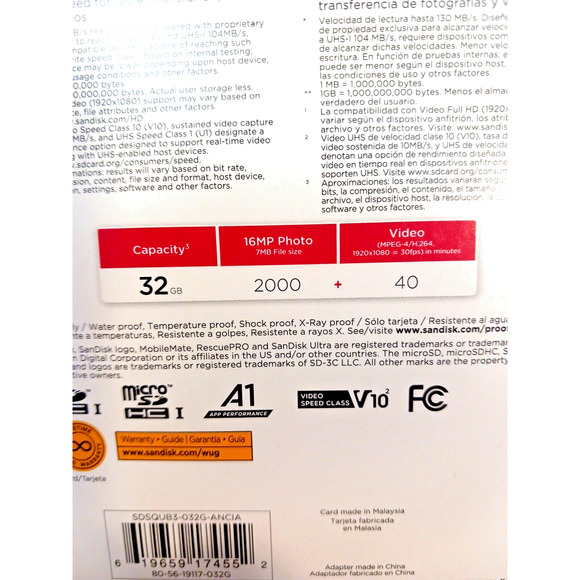 2 New! SanDisk Ultra Plus Speed 130, microSDHC UHS-1 Card w Adapter - Picture 9 of 10